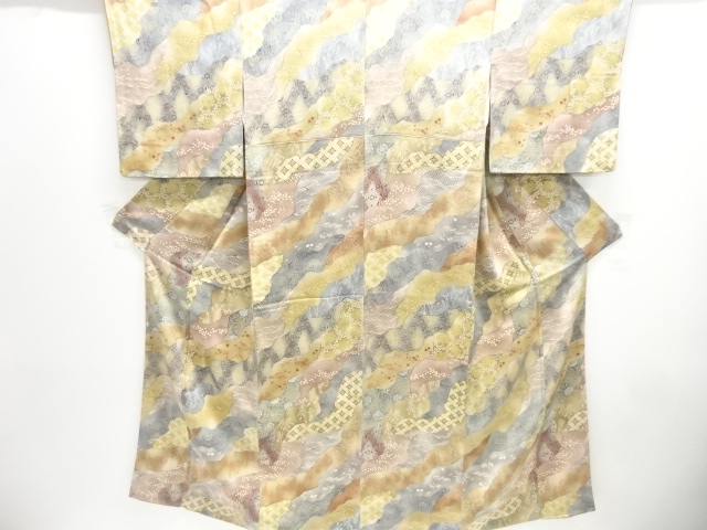 道長取りに花更紗模様小紋着物